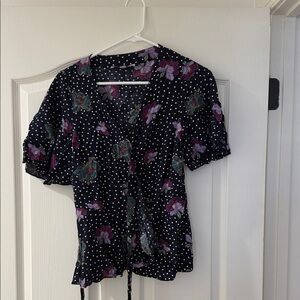 Loft floral blouse wrap around size medium EUC